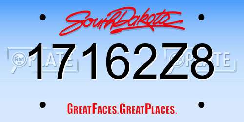 17162Z8 South Dakota License Plate