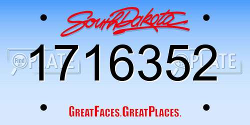 1716352 South Dakota License Plate