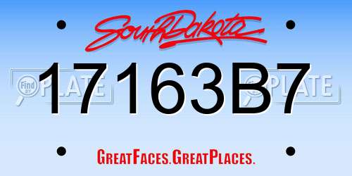 17163B7 South Dakota License Plate