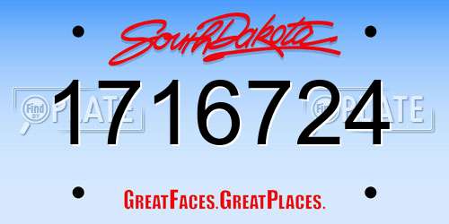 1716724 South Dakota License Plate