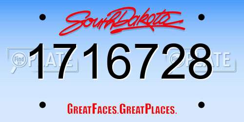1716728 South Dakota License Plate