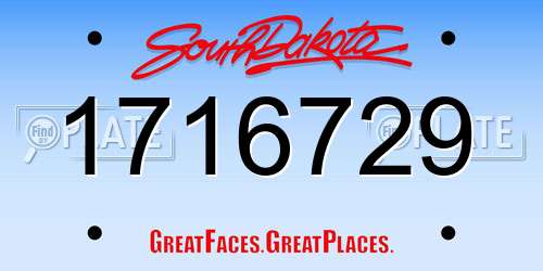 1716729 South Dakota License Plate