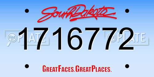 1716772 South Dakota License Plate