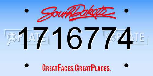 1716774 South Dakota License Plate