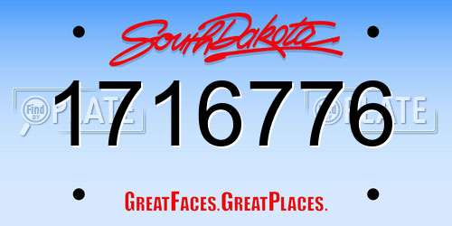 1716776 South Dakota License Plate