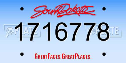 1716778 South Dakota License Plate