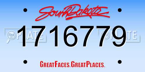 1716779 South Dakota License Plate