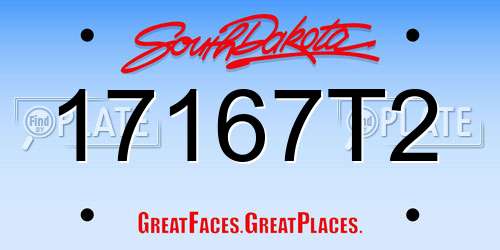 17167T2 South Dakota License Plate