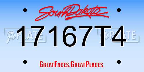 17167T4 South Dakota License Plate