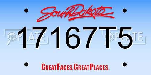 17167T5 South Dakota License Plate