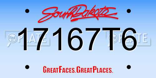 17167T6 South Dakota License Plate