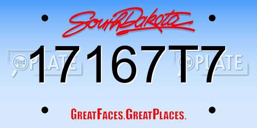 17167T7 South Dakota License Plate