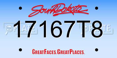 17167T8 South Dakota License Plate