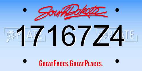 17167Z4 South Dakota License Plate