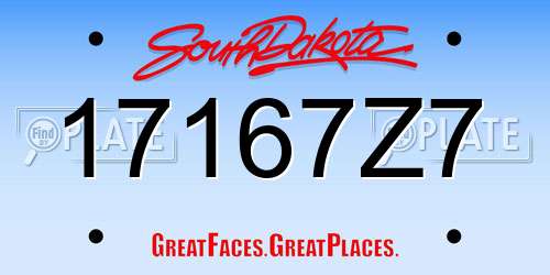 17167Z7 South Dakota License Plate