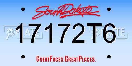 17172T6 South Dakota License Plate