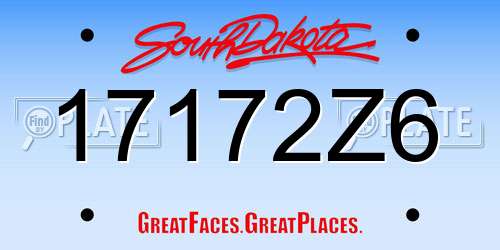17172Z6 South Dakota License Plate