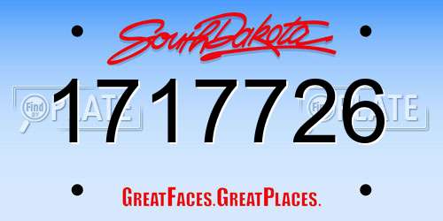 1717726 South Dakota License Plate