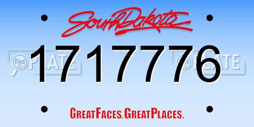 1717776 South Dakota License Plate