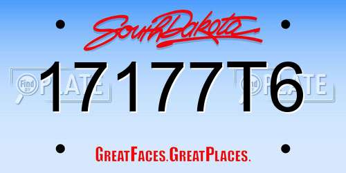 17177T6 South Dakota License Plate