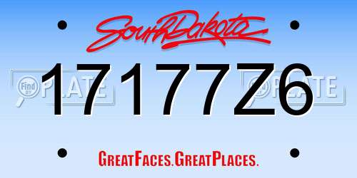 17177Z6 South Dakota License Plate