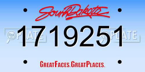 1719251 South Dakota License Plate