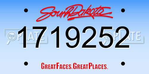 1719252 South Dakota License Plate