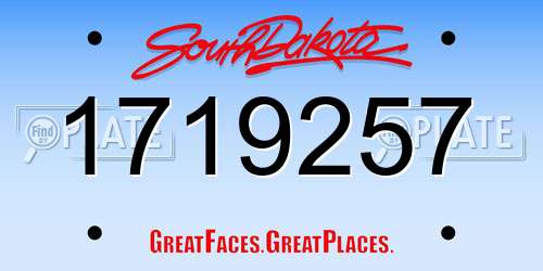 1719257 South Dakota License Plate