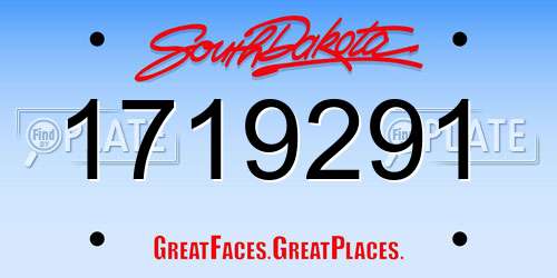 1719291 South Dakota License Plate