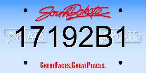 17192B1 South Dakota License Plate
