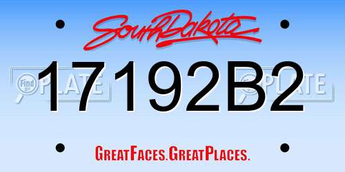 17192B2 South Dakota License Plate