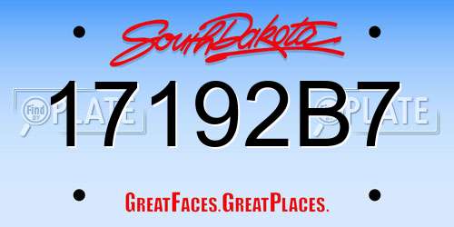 17192B7 South Dakota License Plate