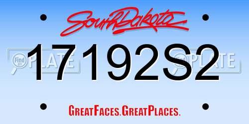 17192S2 South Dakota License Plate