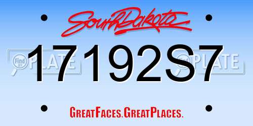 17192S7 South Dakota License Plate