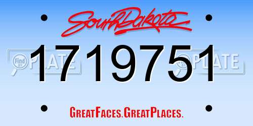 1719751 South Dakota License Plate