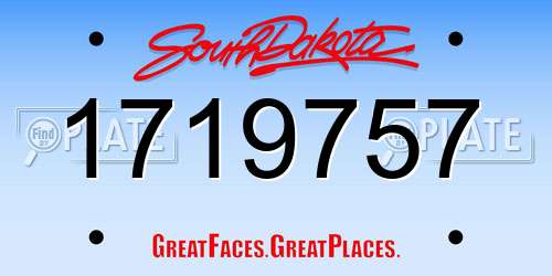 1719757 South Dakota License Plate
