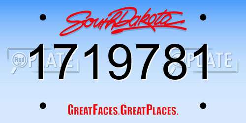 1719781 South Dakota License Plate