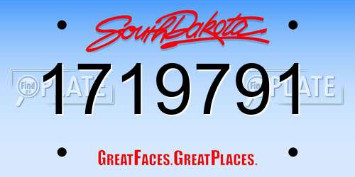 1719791 South Dakota License Plate