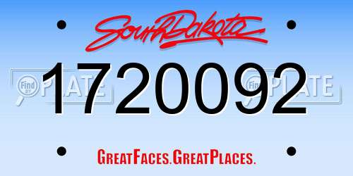 1720092 South Dakota License Plate