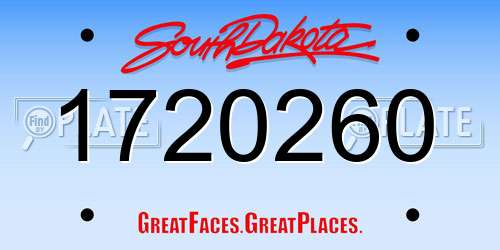 1720260 South Dakota License Plate