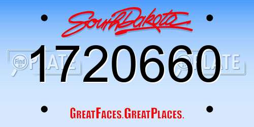 1720660 South Dakota License Plate
