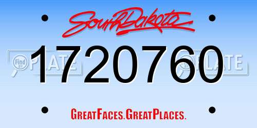 1720760 South Dakota License Plate