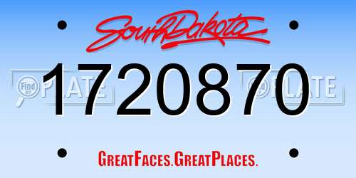 1720870 South Dakota License Plate