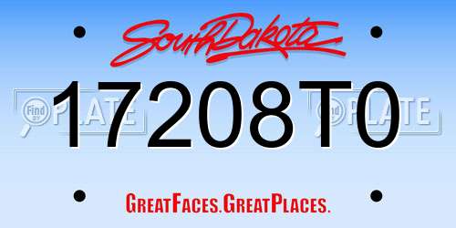 17208T0 South Dakota License Plate