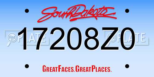 17208Z0 South Dakota License Plate