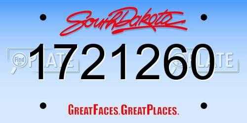 1721260 South Dakota License Plate