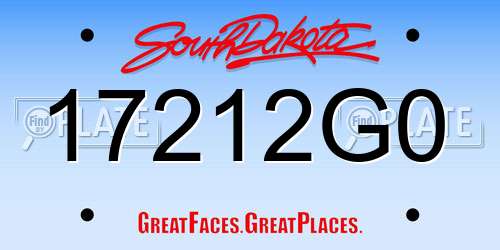 17212G0 South Dakota License Plate