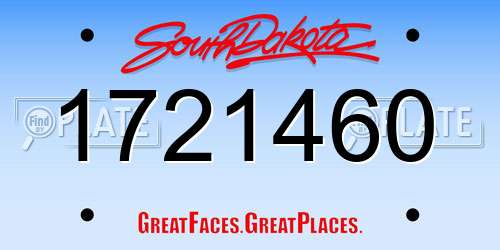 1721460 South Dakota License Plate
