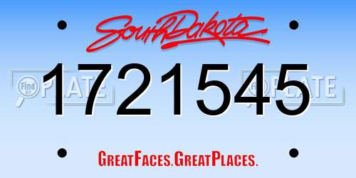1721545 South Dakota License Plate
