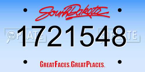 1721548 South Dakota License Plate